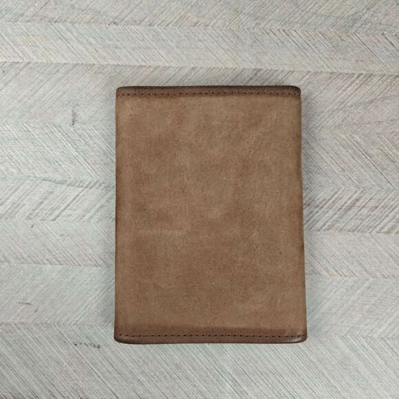 Vintage Fandango Calf Golf Engraved Tri-Fold Men's Leather Wallet Brown - Picture 2 of 6